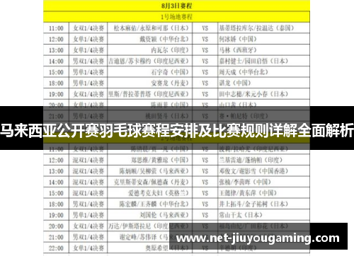 马来西亚公开赛羽毛球赛程安排及比赛规则详解全面解析
